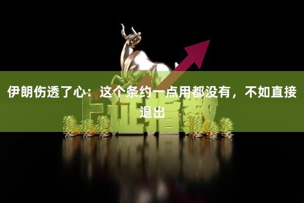 伊朗伤透了心：这个条约一点用都没有，不如直接退出