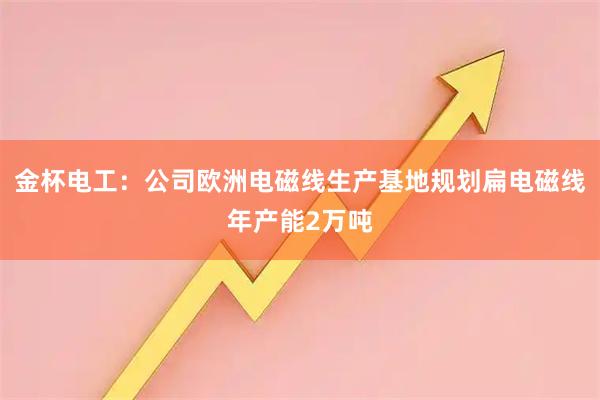 金杯电工：公司欧洲电磁线生产基地规划扁电磁线年产能2万吨